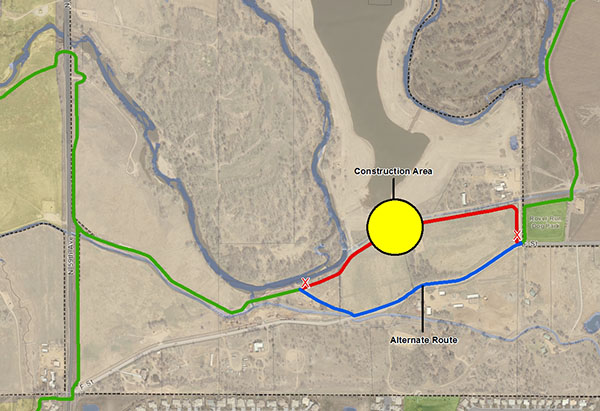 Detour west of Rover Run Detour west of Rover Run