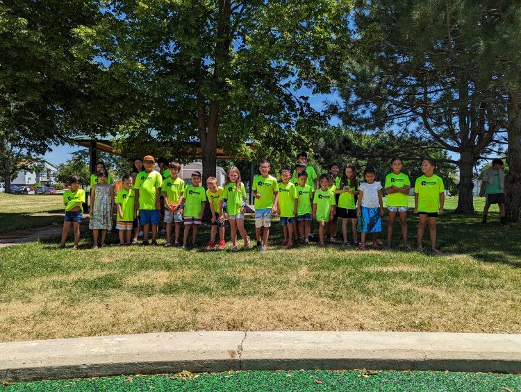 Students with Recreation staff at the Anna Gimmestad park