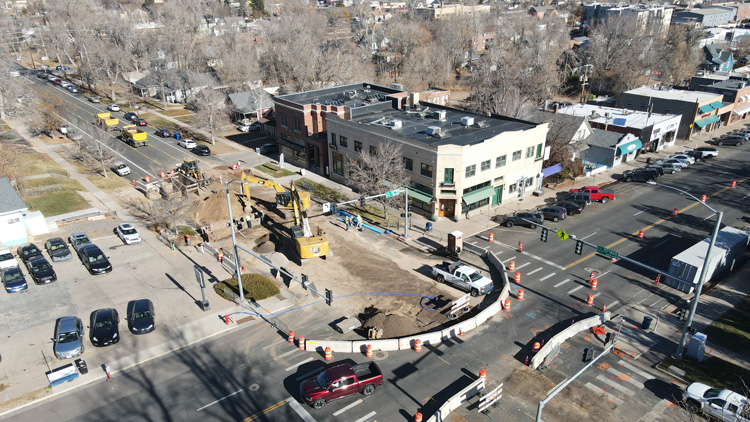 16th Street construction project aerial view